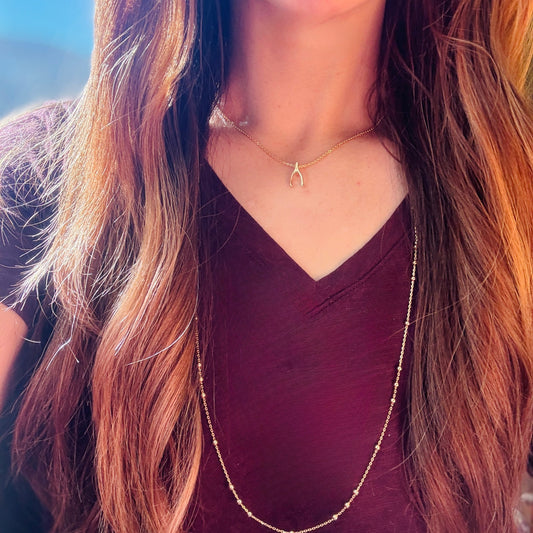 Gold Lucky Wishbone Necklace