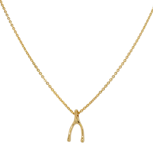 Gold Lucky Wishbone Necklace
